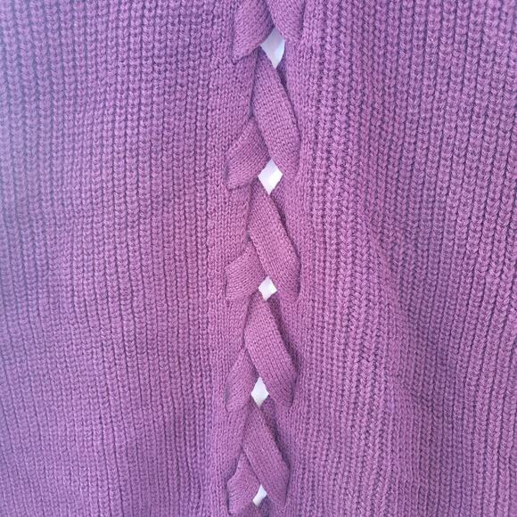 Hippie Rose Juniors Open-Front Lace-Up Cardigan in Artisan Wine, Size L - Picture 9 of 10